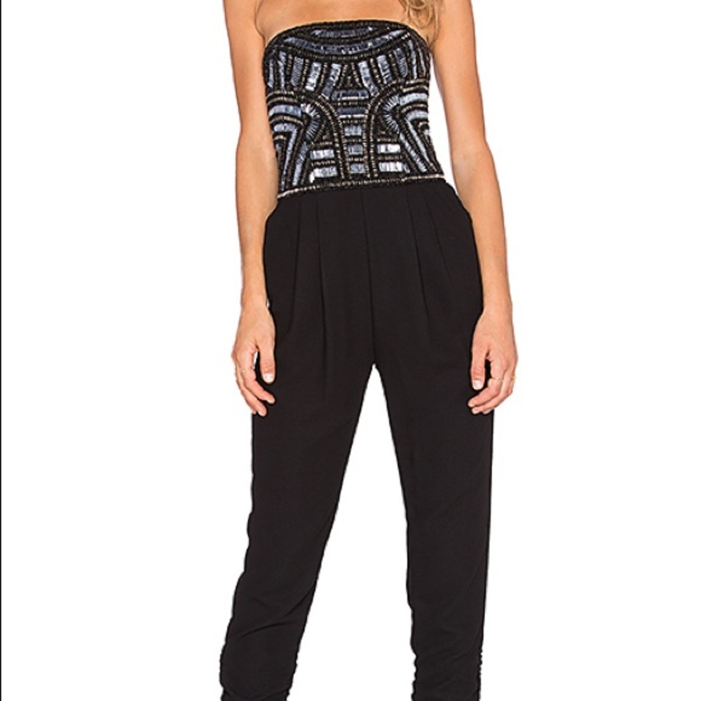 Parker Giovanna Embellished Strapless Jumpsuit